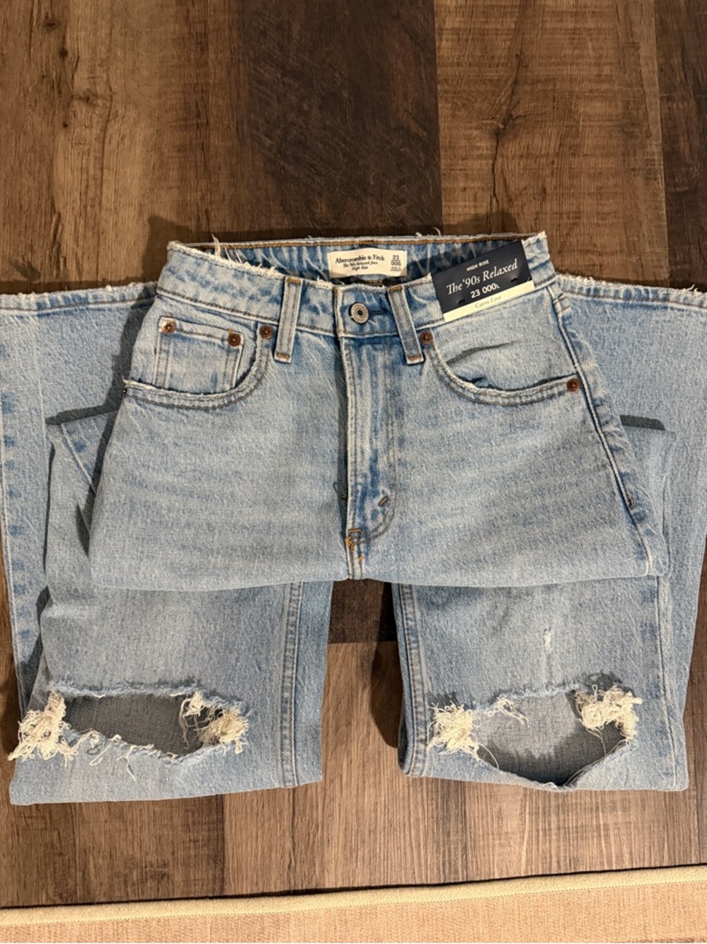 Abercrombie Blue Relaxed Fit Ripped Jeans